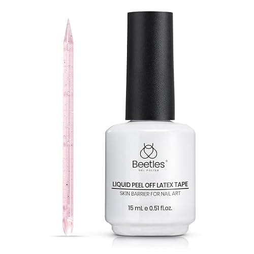 beetles Gel Polish Liquid Latex for Nails: 15ML Simple Peel off Cuticle Guard for Nail Polish Nail Art Liquid Latex Barrier Protector Manicure Cuticle Protectors with Stick Gifts for Women - Image 1