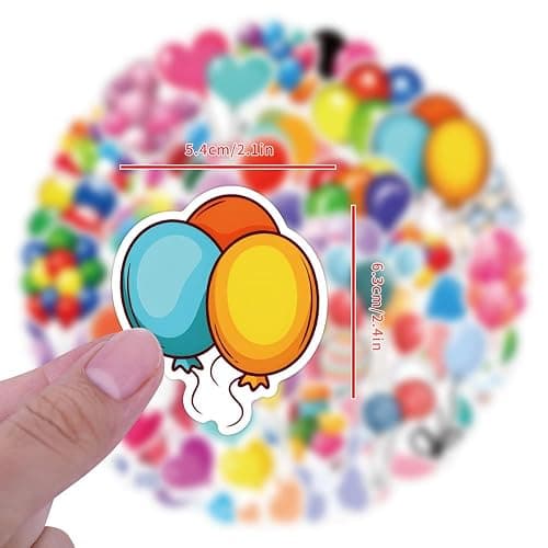 60Pcs Party Balloon Stickers, Waterproof Water Bottles for Girls Boys and Teenagers, Laptop, Skateboard Decoration(Balloon Bouquet) thumbnail 3