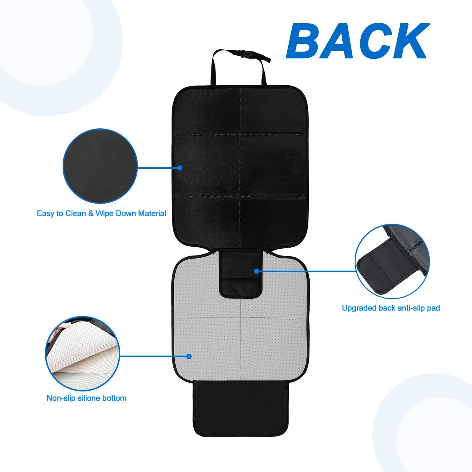 Car Seat Protector with Thick Padding & Anti-Slip Backing, Waterproof Seat Cover for Baby Car Seat, 600D Fabric with Storage Pocket thumbnail 4