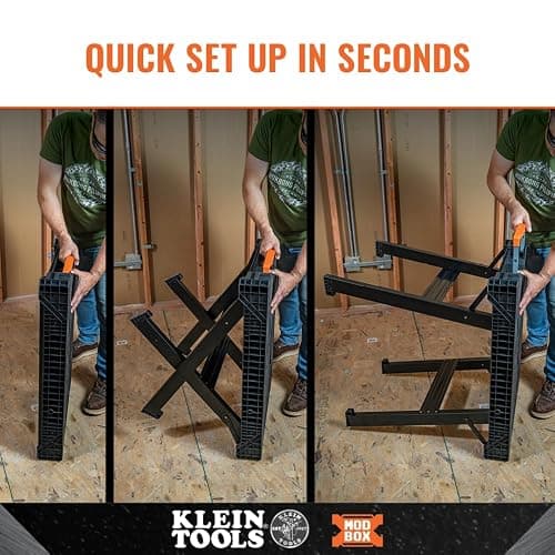 Klein Tools 54410MB MODbox Work Bench, Folding Work Table, Lightweight Portable Workstation, 1000-Pound Capacity, 39.25 x 23.75 x 30.9-Inch, Compatible with MODbox Rail System thumbnail 5