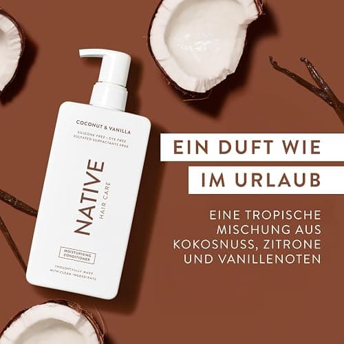 Native Kokosnuss- & Vanille Feuchtigkeitsspendender Conditioner - Alle Haartypen, Coloriert & Behandelt, Fein bis Trocken & Geschädigt, Sulfatfrei, Silikonfrei & Farbstofffrei (487 ml) thumbnail 6