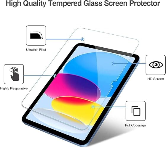 KIQ 2 Pack Tempered Glass Screen Protector Compatible with iPad 11 inch 11th generation A16 2025 / iPad 10.9 inch 10th generation 2022 thumbnail 5
