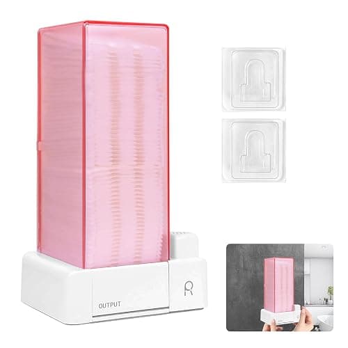 Automatic Square Press Out Cosmetic Makeup Removers Pad Holder, Makeup Cotton Organizer Container Dispenser Storage Display Rack (Pink) - Image 1