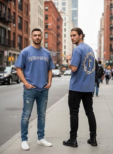 2 Packs Christian T Shirts for Men Oversized Tee Graphic Apparel Acid Washed Baggy Gym Top thumbnail 8