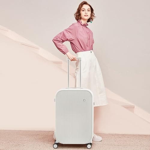 mixi 20 Inch Carry On Luggage PC Hardside Suitcases with Wheels & TSA for Travel Woman Men, Smoke White - Smoke White TSA2 - 20-inch thumbnail 2