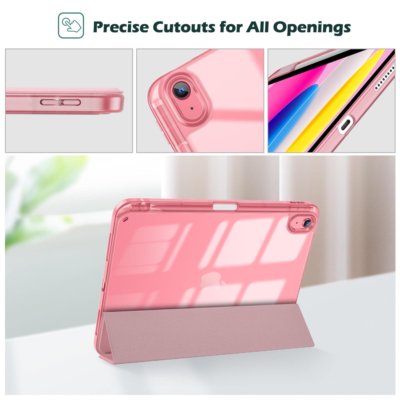 ProCase for iPad (A16) 11th Generation 11 Inch 2025/10th Generation 10.9 Inch 2022 Case with Pencil Holder, Hybrid iPad 11 10 Case with Clear Back, Supports Auto Wake/Sleep -Lightpink thumbnail 8