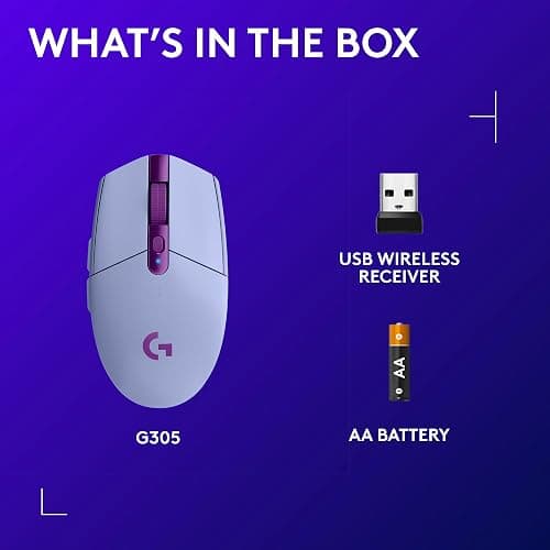 Logitech G305 LIGHTSPEED Wireless Gaming Mouse, Hero 12K Sensor, 12,000 DPI, Lightweight, 6 Programmable Buttons, 250h Battery Life, On-Board Memory, PC/Mac - Lilac thumbnail 9