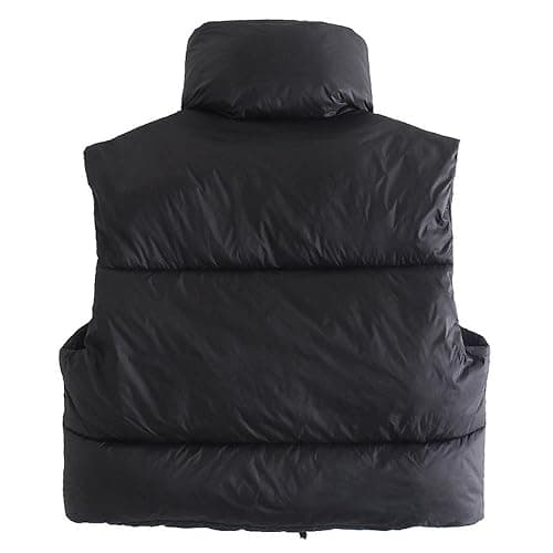 Hixiaohe Women's Winter Crop Vest Puffer Lightweight Stand Collar Padded Vest Zip Up Sleeveless Jacket thumbnail 3
