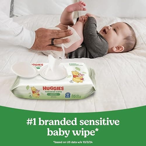 Huggies Natural Care Sensitive Baby Wipes, Unscented, Hypoallergenic, 99% Purified Water, 12 Flip-Top Packs (768 Wipes Total), Packaging May Vary thumbnail 11