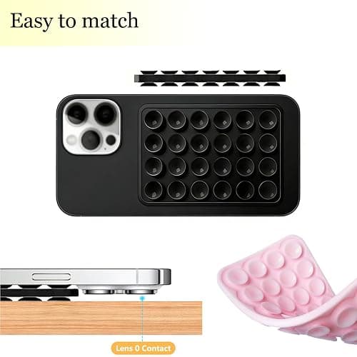 6 Pcs Silicone Double-Sided Suction Phone Reusable Detachable Mount | Sticky Phone Grip Hands-Free for Selfies & Videos,easy to remove and reposition Gift for Content Creator thumbnail 5