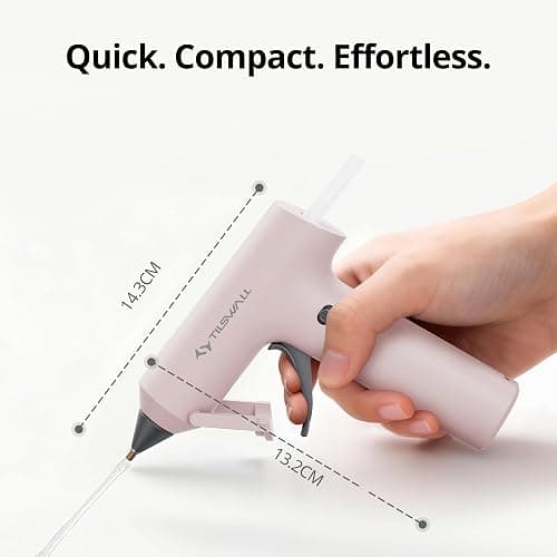 Tilswall Cordless Hot Glue Gun, Fast Preheating, Glue Gun and Sticks Set with 2Ah USB-C Rechargeable, 20 Premium Glue Sticks(7×140mm）, Compact Size Ideal for Crafts, DIY Making, Repairs W106s Pink thumbnail 2
