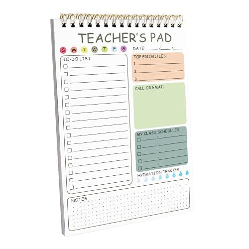 Newkita Teacher To Do List Notepad, 8.3x5.8 Inch Teacher Notepad, Spiral Checklist Notebook for Class Schedules, Daily Planner, School Tasks and Goal Setting (Green) - Image 1