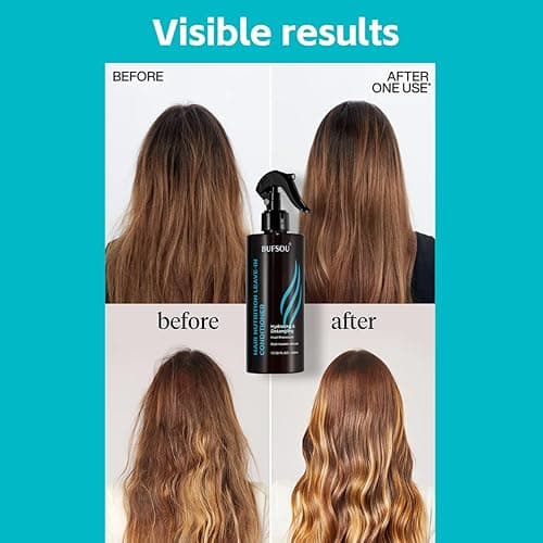 BUFSOU Keratin ALL-in-1 Leave-In Conditioner Spray | 450°F Heat Protectant + Split Ends Repair | Family-Safe Formula for All Hair Types | Vegan & Color-Treated Hair Approved (13.58 Fl Oz) thumbnail 6