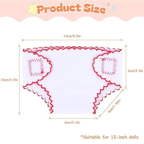 BABESIDE 6 Pcs Baby Doll Diapers for 12-15 Inch Dolls, Reusable & Washable Doll Underwear Fits Newborn Baby Dolls, Pretend Play Accessories for Toddlers Girls thumbnail 3