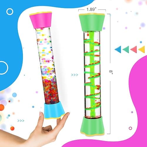Cucue Sensory Fidget Tubes Set - Calming Toys for Kids - Sensory Tube with Crystal Glitter Bottle, Gravity Spinner, Bubble Drop Spiral Hourglass - Promotes Calmness & Independent Play (Single Pack, 1) thumbnail 2