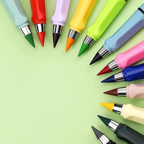 Palksky Forever Colored Pencils 12 Count, Infinity Pencil Coloring Metal Pencils, Everlasting with Eraser, Color Set, Eternal Pencil/ Inkless Lapiz Infinito/ No Sharpen Black Palksky-804 thumbnail 4