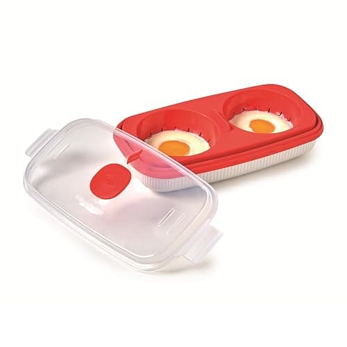Snips - Microwave EGG POACHER and Omelette Maker - Poached Egg Maker Microwave - 0.75 LT - 24 x 12.5 x 6 cm - Microwave Egg Steamer, White and red - 100% Made in Italy - 0% BPA - Egg Poacher/Omelette Maker thumbnail 8