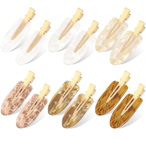 Atoden Creaseless Hair Clips No Crease No Bend Hair Clips for Styling Sectioning Makeup Salon Bangs Flat Hair Pins Alligator Duckbill Barrettes Hair Accessories for Women Girls 12Pcs White Gold - Image 1