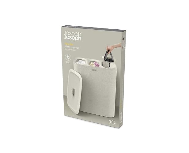 Joseph Joseph Tota Trio 90 liter/23.8 gallon Laundry Hamper Separation Basket with lid, 3 Removable Washing Bags with Handles- Ecru thumbnail 5