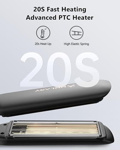 Annlary 1.75 Inch Hair Straightener, Professional Titanium Plate with Ceramic Coating Ionic Dual Voltage Flat Iron with Heat-Resistant Silicone, for Less Frizz, Shinier & Smoother Hair thumbnail 5