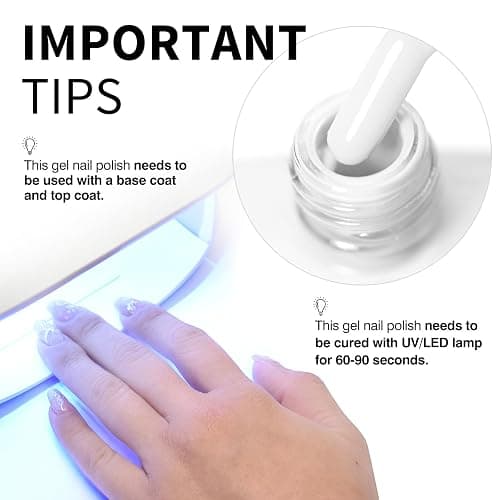 CANNI White Gel Polish – 1 Pc Pure White, High Gloss UV/LED Soak-Off Gel Nail Polish for French Manicure, DIY & Salon Quality for Grils & Women thumbnail 4