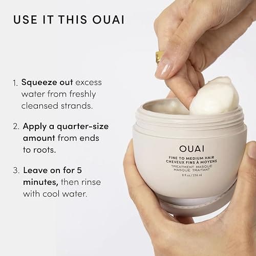 OUAI Fine to Medium Hair Treatment Masque - Mask for Hair Repair, Hydration and Shine - With Shea Butter, Keratin and Panthenol - Paraben, Phthalate and Sulfate Free (3.4 Oz) thumbnail 7