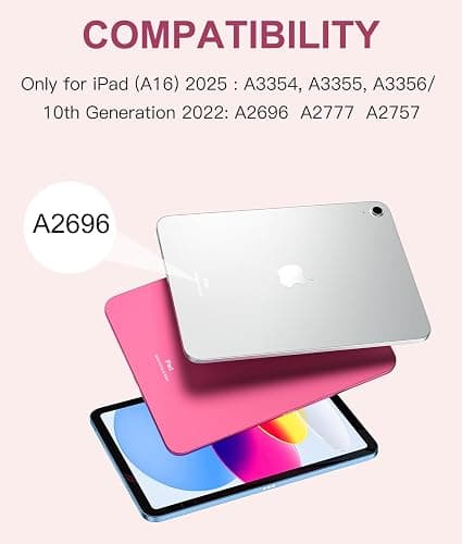 Harvopu Compatible for iPad 11th 10th Generation Case with Keyboard, Folio Cover with Pencil Holder, Multi-Touch Trackpad, 7 Color Backlit, Detachable Keyboard for iPad (A16) 11th/10th Gen (Light Pink thumbnail 2