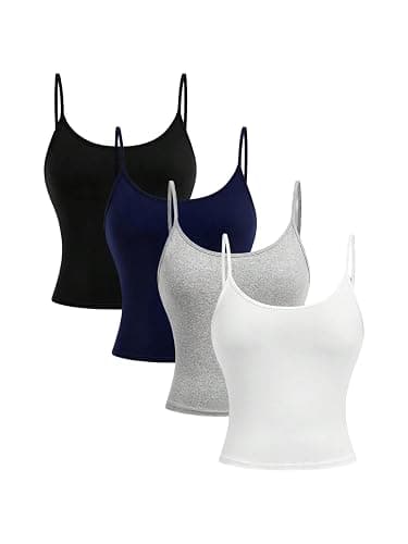 SOLY HUX Girl's Camisole Tops Spaghetti Strap Scoop Neck Slim Fitted Summer Basic Top 4 Pack - Image 1
