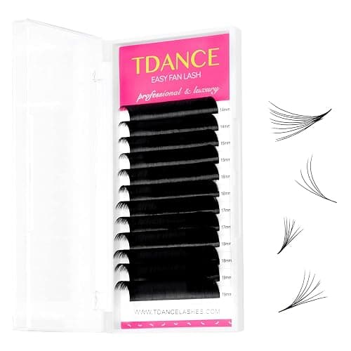 TDANCE Easy Fan Lash Extension Blooming Volume Eyelash Extensions C CC D DD J B L Curl 0.03-0.12mm Thickness Easy Fan Volume Lashes Self Fanning Eyelashes Extension (D-0.05,14-19mm) - Image 1