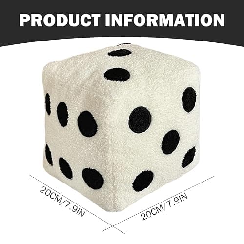KUYYFDS Pillow Cube Dice Pillow Unique Throw Pillows 8x8 Inch Plush Pillows Cube Pillowcase for Sofa Bed Graphic Decorative Cushion for Modern Home Decor White thumbnail 3