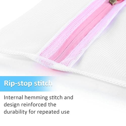 GOGOODA 7Pcs Mesh Laundry Bags for Delicates with Premium Zipper, Travel Storage Organize Bag, Clothing Washing Bags for Laundry, Blouse, Bra, Hosiery, Stocking, Underwear, Lingerie - White - 7 Set-1XXL, 1XL,1L,1M,1S,2 bra bags thumbnail 3