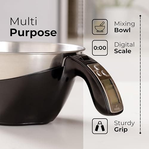 Fradel Digital Kitchen Food Scale with Bowl - 11lb, Grams & Ounces - Removable, Dishwasher-Safe Mixing Bowl - Black thumbnail 6