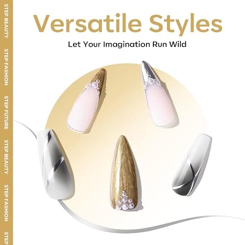 modelones Metallic Gold Silver Gel Liner Nail Polish 2 Pcs Chrome Mirror 3D Effect Nail Art Polish Bronze Thin Brush For Swirl Soak Off French Tip DIY Salon Nail Glue Manicure Gift For Women Girls thumbnail 6