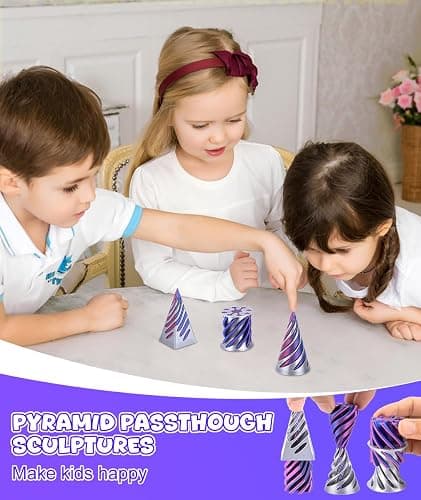 3PCS 3D Printed Fidget Toy，Impossible Cone Spiral Cone Fidget Toys Fun Pyramid Passthrough Sculpture Triangle, Desk Decor Anxiety Stress Relief for Home office School Kids Adults Engineer Gifts thumbnail 6