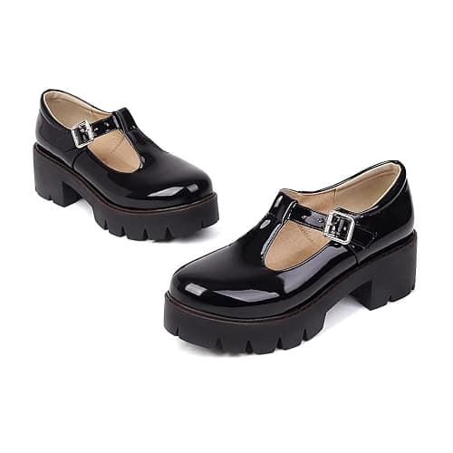 JOYSTRY Mary Jane Shoes for Women Girls, Black Platform Mary Janes Chunky Heel Kawaii Lolita School Shoes thumbnail 5