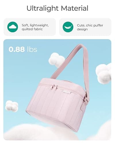BAGSMART Lunch Box for Women Insulated Lunch Bag Cute Puffer Lunch Tote Bags Lightweight Quilted Reusable Cooler for Work School Picnic or Travel, Pink thumbnail 5