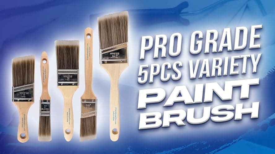 Pro Grade Paint Brushes, 5-Piece Paint Brush Set, Flat & Angle Brushes for Walls, Trim, Cabinets, Interior & Exterior Latex and Oil Paints, Stains
 thumbnail 8