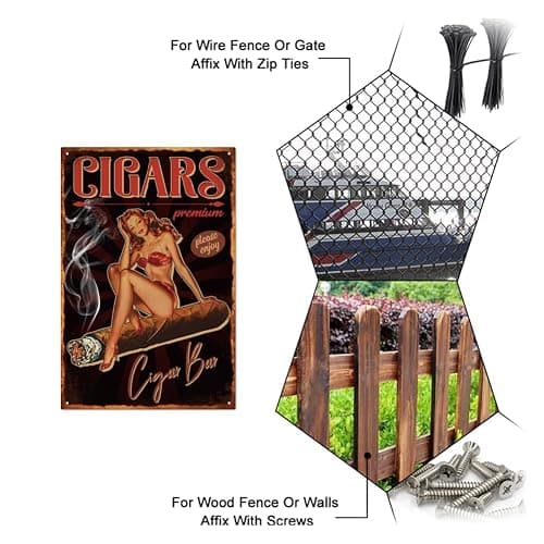 GLOBLELAND Vintage Pin Up Lady Metal Tin Sign 8×12inch Retro Cigar Funny Tin Room Door Sign Cave Signs Art Plaque Poster Wall Decor for Home Bars Cafe Pubs Club Decoration thumbnail 5