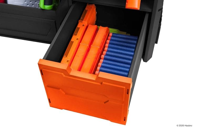 Nerf Elite Blaster Rack - Storage for up to Six Blasters, Including Shelving and Drawers Accessories, Orange and Black - Amazon Exclusive thumbnail 6