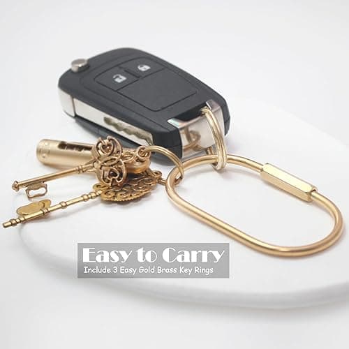 CMVFYL Gold Brass Key Rings, Purse Bag Charms for Handbags, Screw Lock Key Organizer, Carabiner Keychain Clip for Keys - Large thumbnail 4