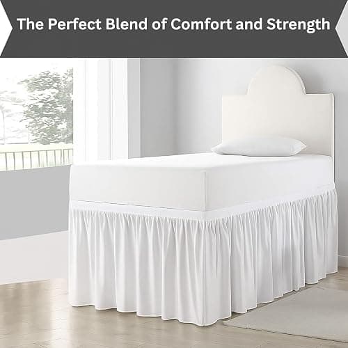 Dorm Bed Skirt Twin XL 36 Inch Drop College Dorm Room Essentials Bed Skirt 100% Microfiber Extra Long Ruffle BedSkirt with Split Corner White Solid - White Solid - Twin-XL /36" Drop thumbnail 6