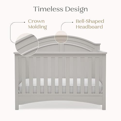 Delta Children Perry 6-in-1 Convertible Crib - Greenguard Gold Certified, Moonstruck Grey thumbnail 8