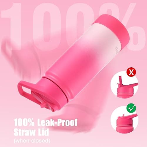 Mininoo Kids Water Bottle, Girls Water Bottle for School, 16oz Metal Stainless Steel Water Bottle Kids with Straw Lid（Sweat Peach） thumbnail 7