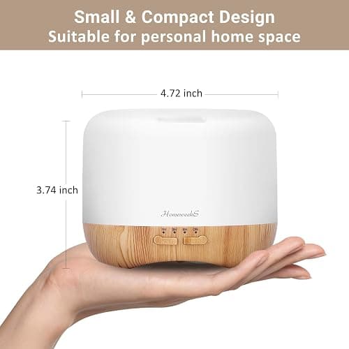 Homeweeks 300ml Essential Oil Diffuser, Quiet Aromatherapy Mist Diffusers for Essential Oils, Wood Grain, Ultrasonic, Remote Control, Timer, 7 Colors Light for Bedroom (300ml) - Wood - 300 ml thumbnail 3