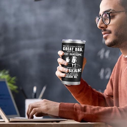 LEIOH Fathers Day Dad Gifts from Daughter Son,Dad Birthday Gifts,Fathers Day Birthday Gift for Men Papa Grandpa Uncle Stepdad,20 oz Tumbler Mug Black thumbnail 4
