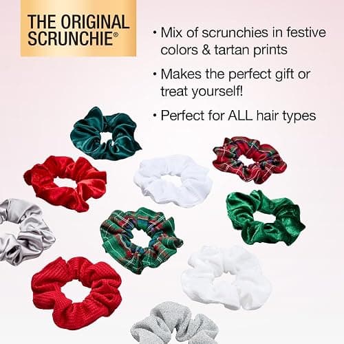 Scunci by Conair 10pk Scrunchie Gift Box - hair ties -holiday gifts - teen girl gifts - hair elastics - hair accessories for girls and women - stocking stuffers - gifts for her - Assorted Colors thumbnail 2