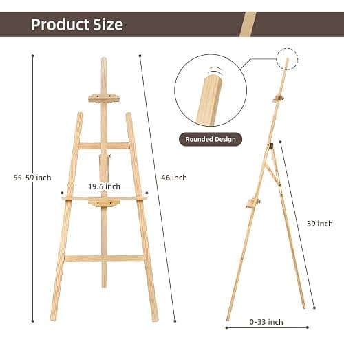 Stuelloaf Adjustable Wooden Painting Easel, Art Easel Stand Hold up to 43'', Painting Canvas for Wedding Sign and Poster, Drawing for Adults, Begginners and Students thumbnail 3