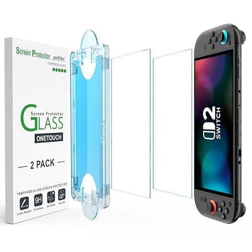 amFilm Auto-Alignment OneTouch for Nintendo Switch 2 Screen Protector [7.9''] 2025 Tempered Glass, Accessories, 30 seconds Installation, Bubble Free, Anti-Scratch, Touch Sensitive, Ultra-Clear [2Pack] - Image 1