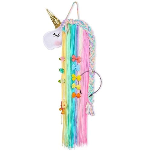 Beinou Unicorn Hair Clips Holder Rainbow Yarn Tassels Hair Bows Storage Organizer Unicorn Theme Party Decorations - Image 1
