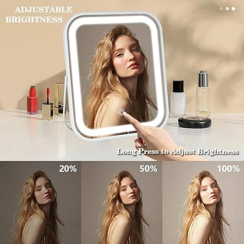 YEKKOPT Lighted Makeup Mirror, Rechargeable Vanity Mirror with Lights 10''x8'' Makeup Mirror with Lights,Light up Mirror Touch Screen with 3-Color Lighting,for Women Gift,Travel Essentials thumbnail 4
